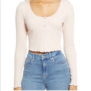 Pink BP crop Henley top size M